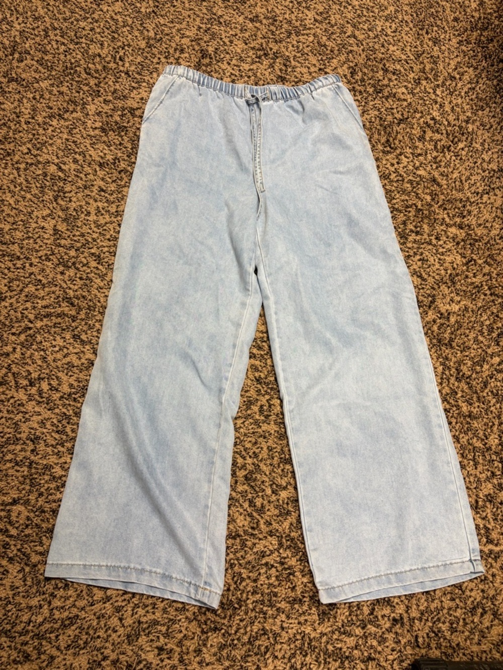 Hem & Thread Light Blue Tencel Drawstring Waist Pants NWT size Large
